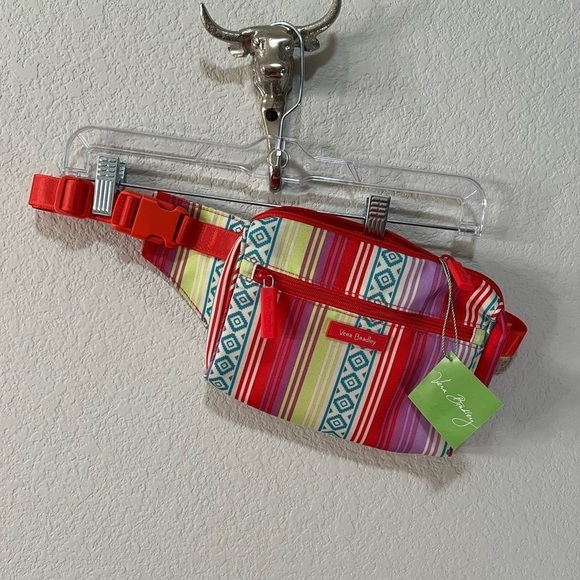 NWT Green/Pink/Red Striped/Tribal Print Vera Bradley Fanny Pack - Picture 1 of 7